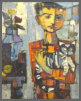 Junge mit Katze, 1960,  Öl/Holz,  77x72 cm (reserviert)