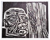 Judas-Kuss, Holzschnitt (?/2),  1964,  43x54 cm, (H-64-02)