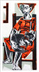 Frau mit Katze, Holzschnitt (?/1),  1965,  72x37 cm, (H-65-02a)